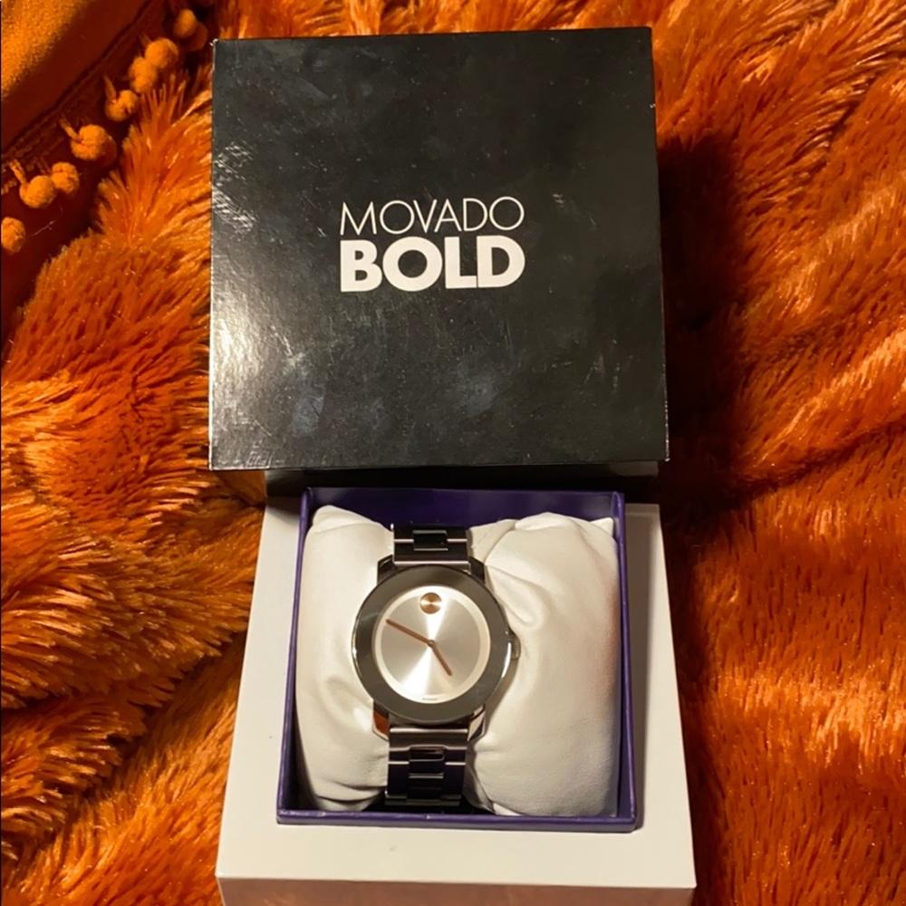 SALE Movado Bold time piece with rose gold accents